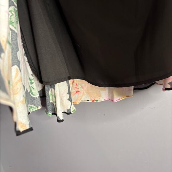 Sage the Label Pink and Black Floral Print Flowy A Line Skirt Size Large - Picture 5 of 7